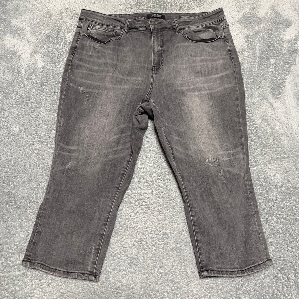 Judy Blue Jeans Womens 22W Plus (40x20.5) Skinny Capri Faded Black Stretch